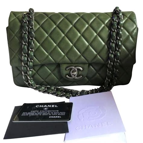 chanel flap dark green vintage|vintage chanel bags 1940.